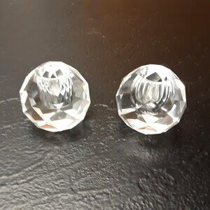 Vintage Pair of Tomi Faceted Cut Glass Candle Holders, Made in Japan, 1970s–80s
